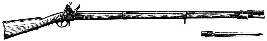 Рис. 26. Русское пехотное ружье 1826 г. Рядом - трехгранный штык (вид справа)