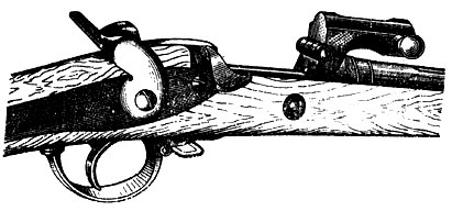 Рис. 46. Винтовка Альбини - Баранова. Переделка бельгийской винтовки Альбини 1867 г. Затвор откидной (вверх вперед)