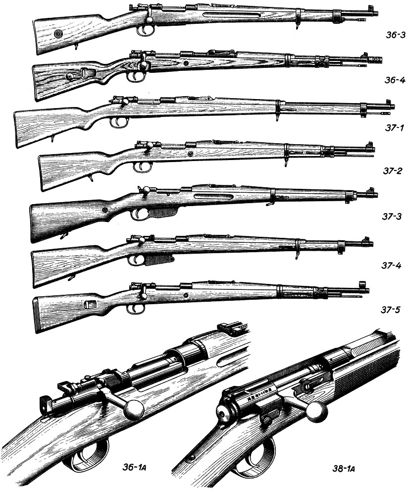 Магазинные винтовки. 36. Швеция: 36-3. Маузер, М38. 36-4. Маузер, М40. 37. Югославия: 37-1. Маузер, 1910 г. ('Сербский Маузер'). 37-2. Маузер, 1924 г. 37-3. М95. 37-4. М90Т. 37-5. Маузер. М1948