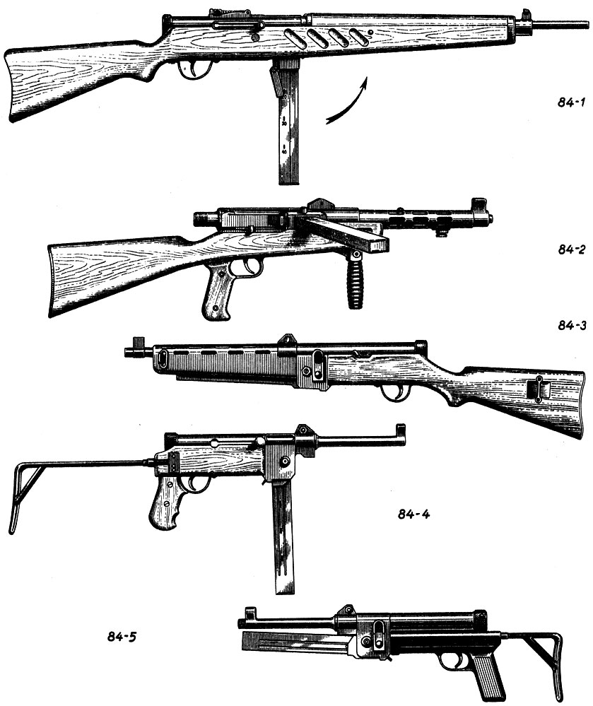 Пистолеты-пулеметы. 84. Швейцария: 84-1. Модель 1934 г. 84-2. Модель 41/44. 84-3. МП-46. 84-4. МП-48. 84-5. МП-310